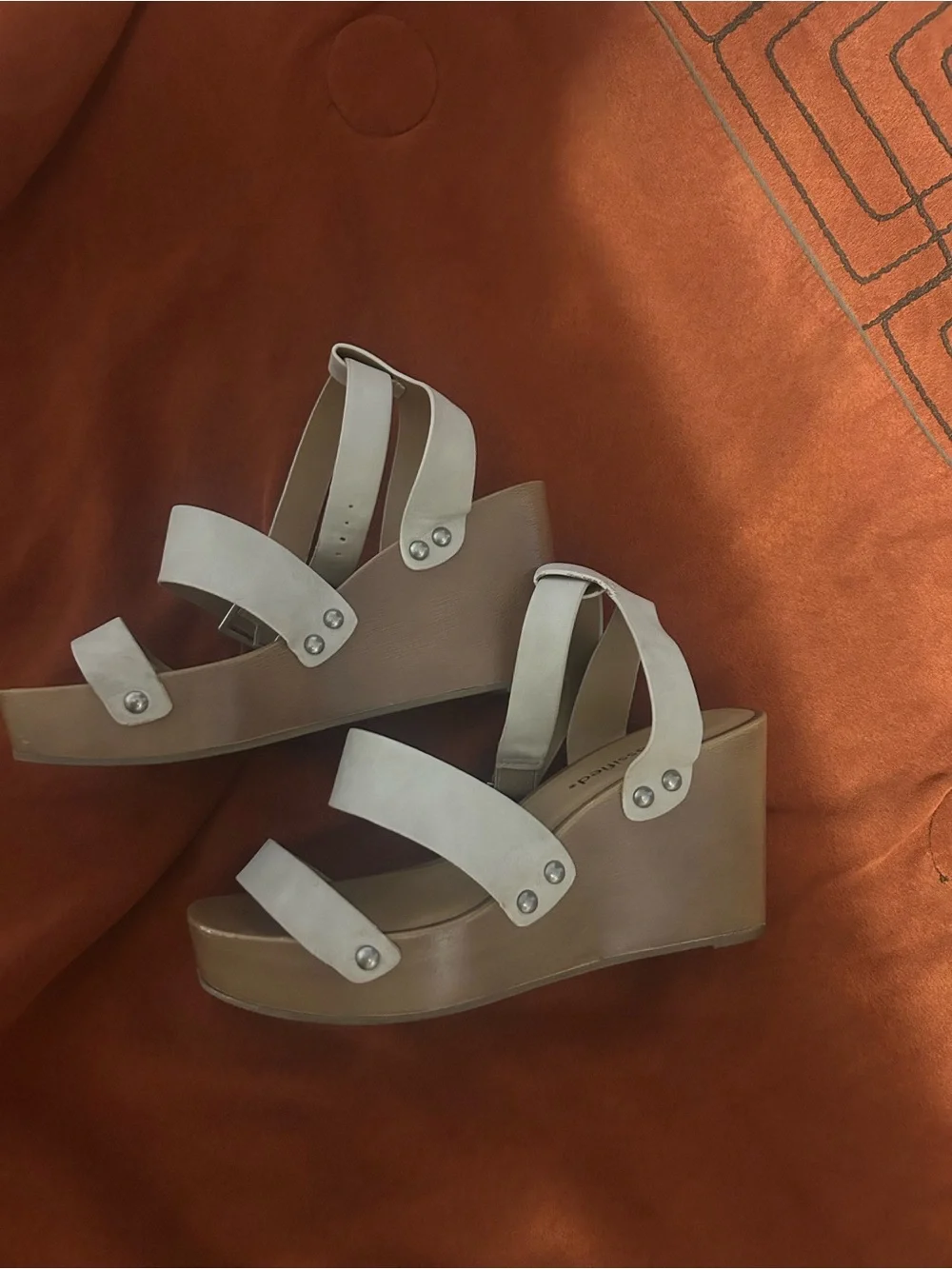 Cityclassified Cream Platform Wedge Sandals
